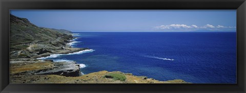 Framed High angle view of a coastline, Oahu, Hawaii Islands, USA Print