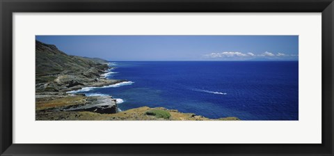 Framed High angle view of a coastline, Oahu, Hawaii Islands, USA Print