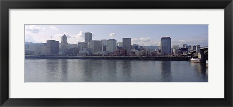 Framed Skyscrapers along the river, Portland, Oregon, USA Print