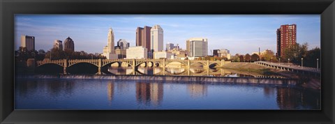 Framed Bridge across a river, Scioto River, Columbus, Ohio, USA Print