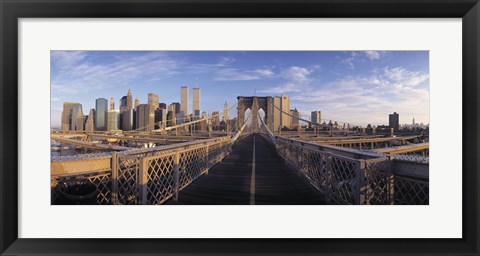 Framed Pedestrian Walkway Brooklyn Bridge New York NY USA Print