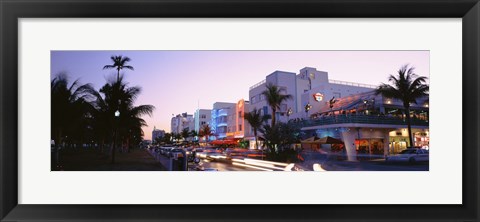 Framed Buildings Lit Up At Dusk, Ocean Drive, Miami, Florida, USA Print