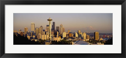 Framed High angle view of buildings in a city, Seattle, Washington State, USA Print