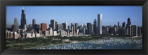 Framed Chicago Skyline with Water Print