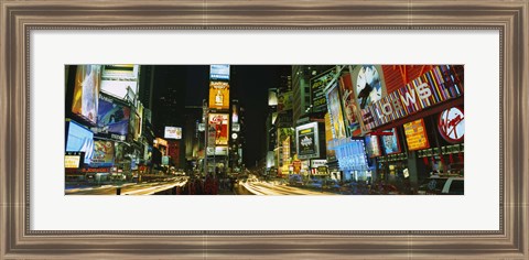 Framed Neon boards in a city lit up at night, Times Square, New York City, New York State, USA Print