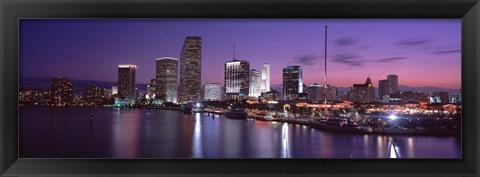 Framed Night Skyline Miami FL USA Print