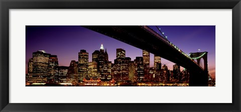 Framed Night Brooklyn Bridge Skyline New York City NY USA Print