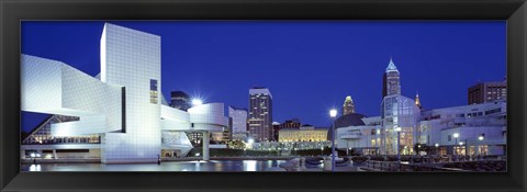 Framed Buildings lit up, Cleveland, Ohio Print