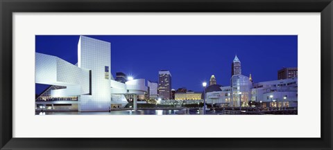 Framed Buildings lit up, Cleveland, Ohio Print