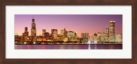 Framed Dusk Skyline Chicago IL USA Print