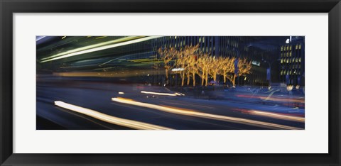 Framed Traffic On The Street At Night, Sixth Avenue, Manhattan, NYC, New York City, New York State, USA Print