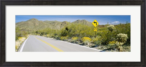 Framed Directional signboard at the roadside, McCain Loop Road, Tucson Mountain Park, Tucson, Arizona, USA Print