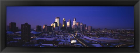 Framed Skyscrapers at dusk, Minneapolis, Minnesota, USA Print