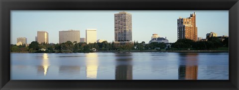 Framed Lake Merritt with skyscrapers, Oakland, California Print