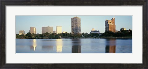 Framed Lake Merritt with skyscrapers, Oakland, California Print
