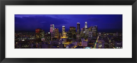 Framed Skyscrapers lit up at night, City Of Los Angeles, California, USA Print