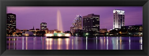 Framed View Of A City Skyline At Night, Orlando, Florida, USA Print