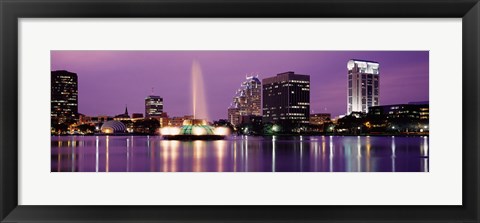 Framed View Of A City Skyline At Night, Orlando, Florida, USA Print