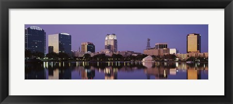 Framed Office Buildings Along The Lake, Lake Eola, Orlando, Florida, USA Print