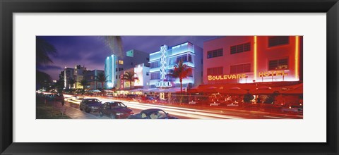 Framed Ocean Drive, Miami Beach, Miami, Florida, USA Print