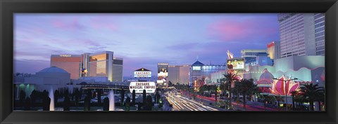 Framed Dark Blue Sky with Pink Coulds Over Las Vegas Print