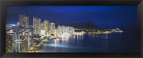 Framed Buildings On The Waterfront, Waikiki, Honolulu, Oahu, Hawaii, USA Print