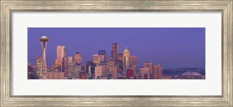 Framed USA, Washington, Seattle, cityscape at twilight Print