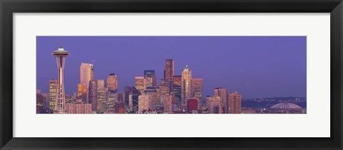 Framed USA, Washington, Seattle, cityscape at twilight Print