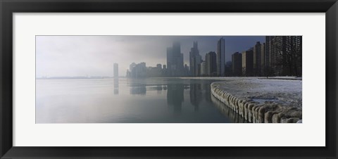 Framed Buildings at the waterfront, Lake Michigan, Navy Pier, Michigan, Chicago, Cook County, Illinois, USA Print