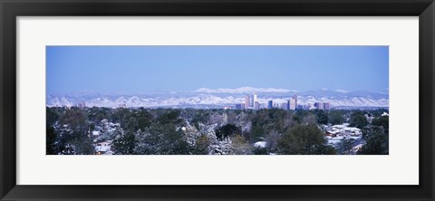 Framed Denver Skyline with Mountains Print