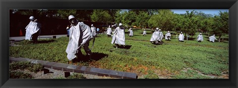 Framed USA, Washington DC, Korean War Memorial, Statues in the field Print