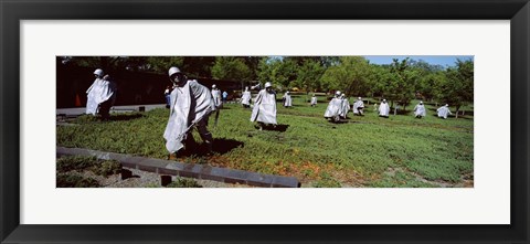 Framed USA, Washington DC, Korean War Memorial, Statues in the field Print