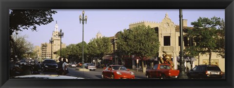 Framed USA, Missouri, Kansas, Country Club Plaza, Traffic on the road Print