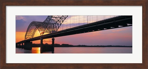 Framed Sunset, Hernandez Desoto Bridge And Mississippi River, Memphis, Tennessee, USA Print