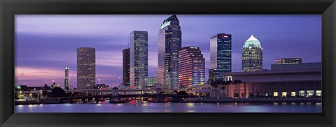 Framed USA, Florida, Tampa, View of an urban skyline at night Print