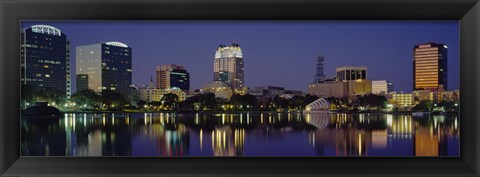 Framed Reflection of buildings in water, Orlando, Florida Print