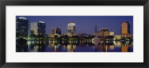 Framed Reflection of buildings in water, Orlando, Florida Print