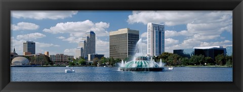 Framed Buildings at the waterfront, Lake Eola, Orlando, Florida, USA Print