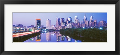 Framed Philadelphia Lit Up at Night Print