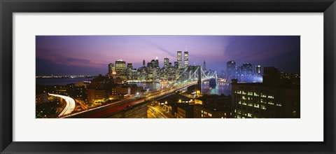 Framed Buildings lit up at night, World Trade Center, Manhattan, New York City, New York State, USA Print