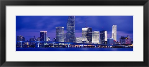 Framed Miami skyline at night, Florida Print