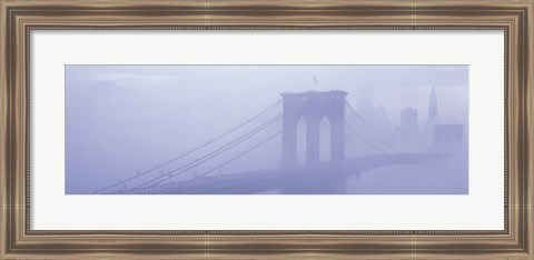 Framed Brooklyn Bridge in the fog Print