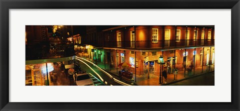 Framed Bourbon Street at night, New Orleans LA Print