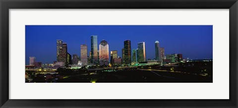 Framed Houston, Texas Skyline at Night Print