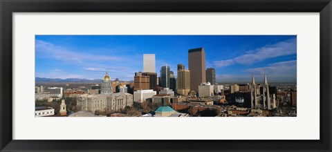 Framed Skyline View of Denver Colorado in the Day Print