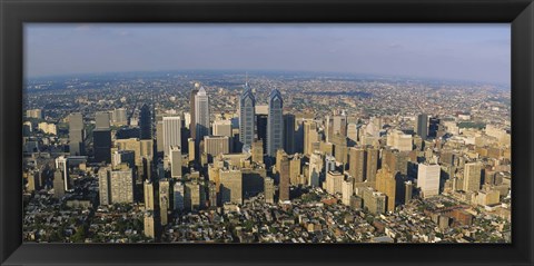 Framed Aerial view of skyscrapers in a city, Philadelphia, Pennsylvania, USA Print