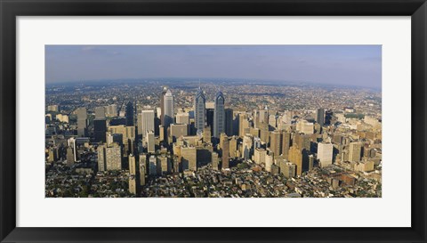 Framed Aerial view of skyscrapers in a city, Philadelphia, Pennsylvania, USA Print