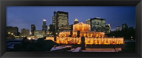 Framed Buckingham Fountain Decorated For Christmas, Chicago, Illinois, USA Print