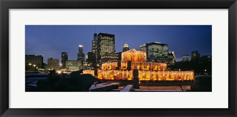 Framed Buckingham Fountain Decorated For Christmas, Chicago, Illinois, USA Print