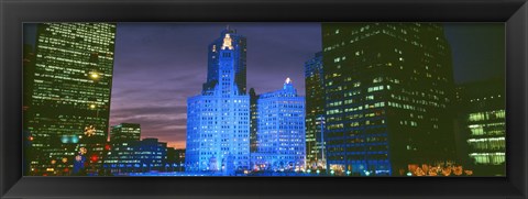 Framed Wrigley Building, Blue Lights, Chicago, Illinois, USA Print